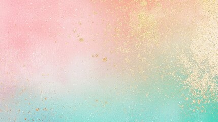A soft gradient background features gentle blending of pastel pink, orange, and turquoise hues with a gold shimmer, creating a calming and inviting ambiance