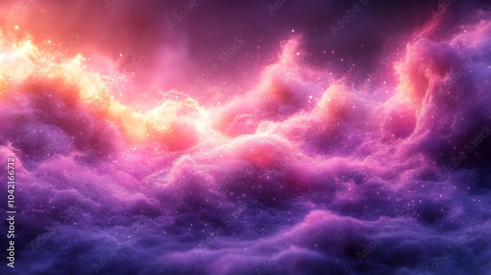 Poster swirling clouds of purple and orange glow softly against a dark backdrop, creating a mesmerizing cos