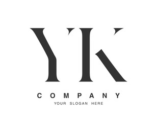YK logo design. Initial letter y and k serif font style. Creative classic company name typography. Trendy logotype or identity.