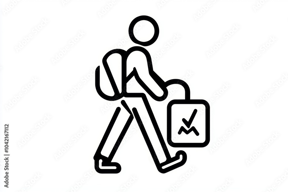 Poster simple minimalist customer loyalty icon, showing a customer returning to a store in a clean, abstrac