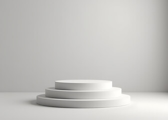 Fototapeta premium A realistic podium displays products effectively with a vector illustration of a pedestal on its side.