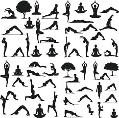 Yoga Vector Silhouette, Cut File, cutting files, printable design, Clipart, Yoga Pilates Vector Bundle, Yoga Pose, Mediation, Fitness, Yoga exercise, Pilates, Gym,