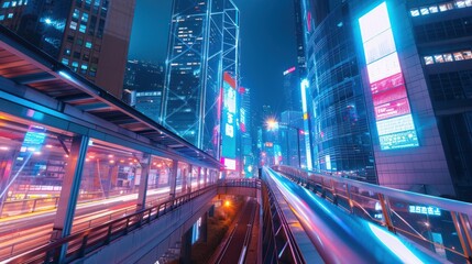 Fototapeta premium Neon Cityscape at Night