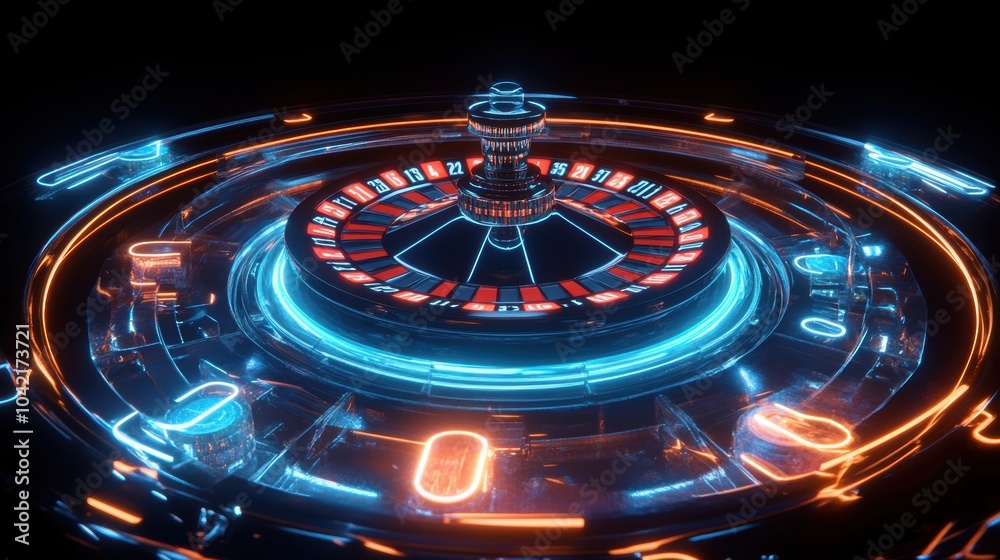 Aufkleber a glowing roulette table displays bright neon numbers as players engage in an exciting game at a bus
