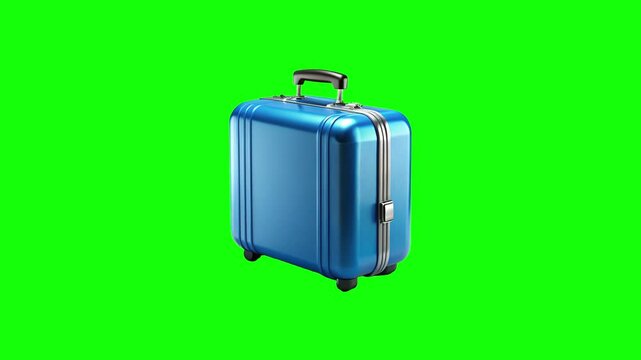 Suitcase with luggage green screen animation motion graphic with chroma key clip template 4k Background. Easy removed green screen. High resolution. Ultra High Definition, 4k video.