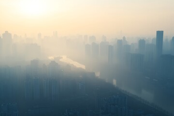 Fototapeta premium Hazy Cityscape at Dawn