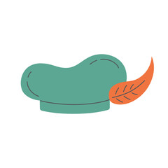 Piet’s hat. Sinterklaas Day theme. Dutch folklore. Hand drawn illustration. Vector illustration in flat style isolated on white background.