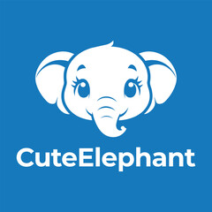 cute elephant flat minimalist logo design