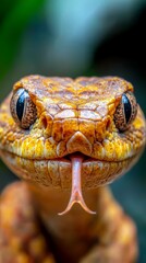 Fototapeta premium Close-up of snake head with tongue out