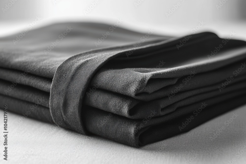 Aufkleber a tidy arrangement of sleek sportswear lies folded on a smooth table, creating a serene and organize