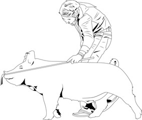 Pig  Show Vector File,Livestock Judging Vector, Farm Girl Boy Vector, 4-H, FFA Show