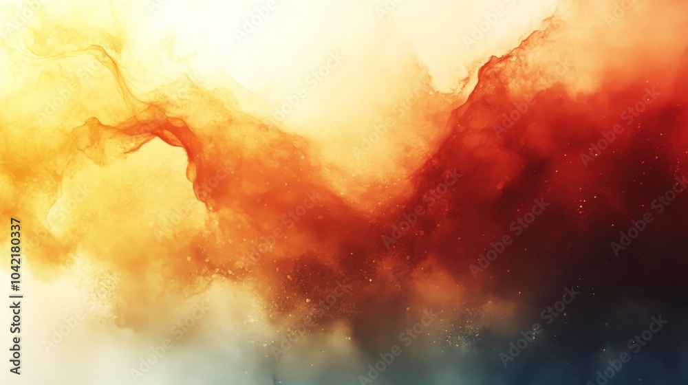 Poster rich streaks of orange, yellow, and red flow together in an abstract design, creating an energetic a