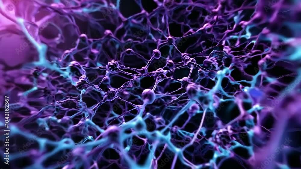 Poster abstract representation of neural connections in a vibrant, colorful network.