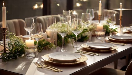 분위기 좋은 고급레스토랑의 테이블 셋팅