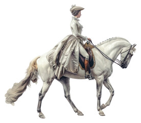 Fototapeta premium PNG Woman on horse art illustration historical.