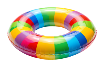 Inflatable colorful swimming ring isolated on white