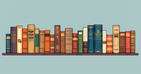 Obraz premium A colorful collection of books arranged neatly on a shelf, showcasing various sizes and styles.