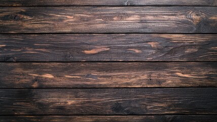 Naklejka premium Texture of dark wooden planks with natural grain patterns and rustic appearance.
