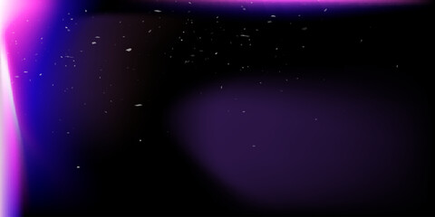 Realistic light leak overlay on black background, blue purple old film flare vector effect, iridescent shapes texture