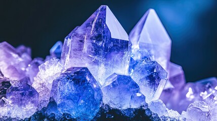 Obraz premium Blue sapphire (Corundum) crystal. Natural gemstone for jewetry. The concept of geology or mineralogy. Illustration for banner, poster, cover, brochure or presentation.