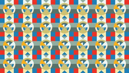 Obraz premium Seamless geometric pattern combination of colorful shapes. Perfect for printing, design backgrounds, wallpaper and tiles, gift wrapping