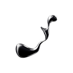 Vector illustration of abstract liquid shape in black chrome color on isolated background.