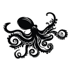 silhouette of a Octopus on vector white background
