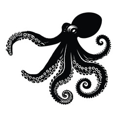 silhouette of a Octopus on vector white background