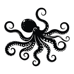 silhouette of a Octopus on vector white background