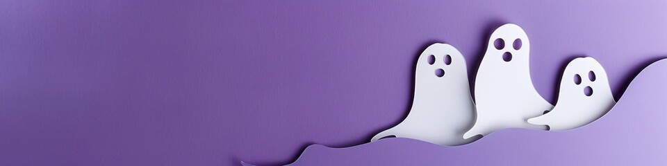 Obraz premium paper ghost on purple background.