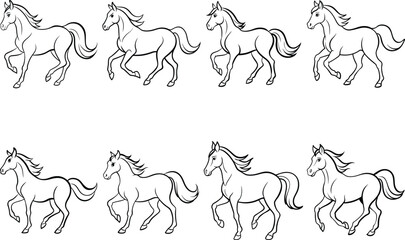 Horse line art vector illustration