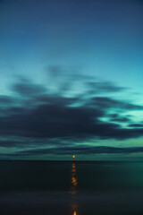 aurora borealis, northern lights above baltic sea in poland, stegna, october 2024