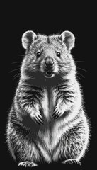 Obraz premium Cute Quokka black and white vector illustration