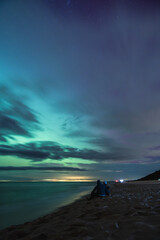 aurora borealis, northern lights above baltic sea in poland, stegna, october 2024