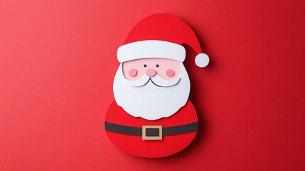 Obraz premium Christmas Paper Craft Santa Claus on Red Background