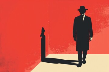 Fototapeta premium Mysterious figure in shadows, holding binoculars, observing from a distance