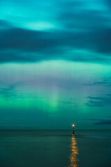 aurora borealis, northern lights above baltic sea in poland, stegna, october 2024