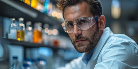 Obraz premium Focused Chemist in Lab