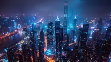 Fototapeta premium Shanghai Skyline Night