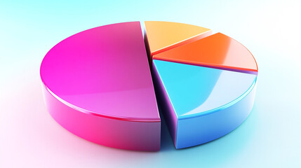 Obraz premium Colorful 3D Pie Chart for Data Visualization Presentation and Business Reports