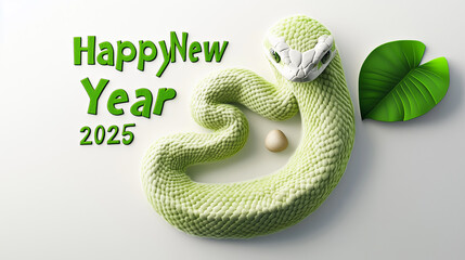 Happy new year. Card with a green snake