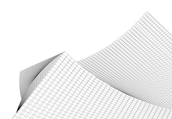 Architecture building 3d. Concept sketch.