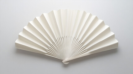 White Folding Hand Fan Isolated on White Background   Japanese Style