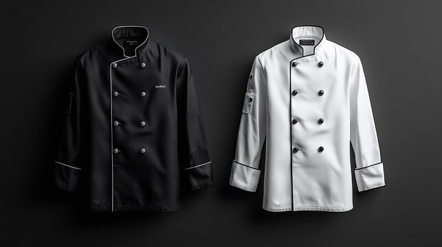 Black and White Chef Jackets Mockup   Culinary Uniform Design