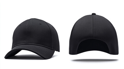 Fototapeta premium Black Baseball Cap Mockup Front and Back View