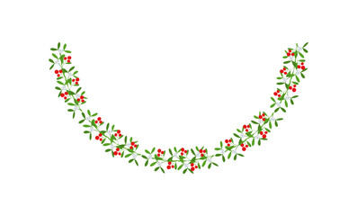 Fototapeta premium Semicircular Christmas floral garland. Wreath Frame. Spruce evergreen branch