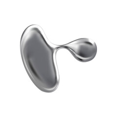 Chrome Abstract liquid shape or drop with melted, silver texture. Vector illustration.