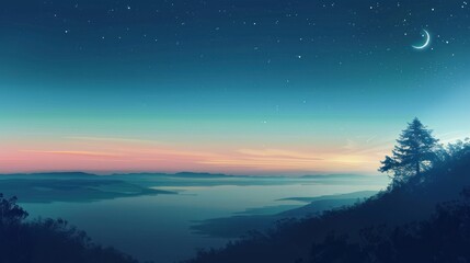 Fototapeta premium Mountain Lake at Night