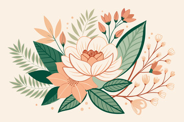 Contemporary Floral Line Art Composition