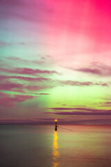 aurora borealis, northern lights above baltic sea in poland, stegna, october 2024